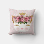 Roze Damask Kat Sierkussen (Voorkant)