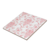 Roze Damask-keramische Tegel Tegeltje (Zijkant)