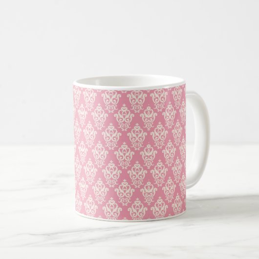 Roze Damask  Koffiemok (Voorkant rechts)