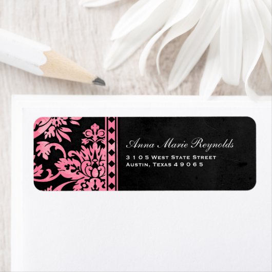 Roze  Damask Lace Fancy Etiket (Insitu)