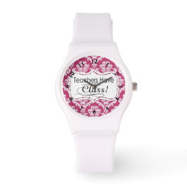 Roze Damask, leraren hebben klasse Horloge