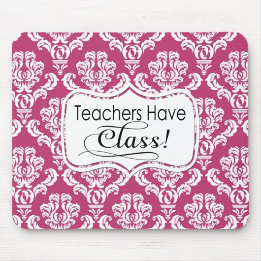 Roze Damask, leraren hebben klasse Muismat (Voorkant)