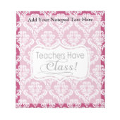 Roze Damask, leraren hebben klasse Notitieblok (Voorkant)