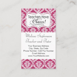 Roze Damask, leraren hebben klasse Visitekaartje