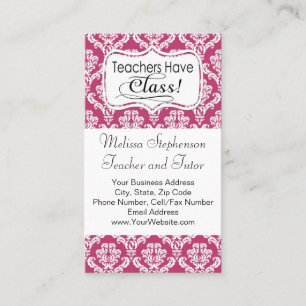 Roze Damask, leraren hebben klasse Visitekaartje