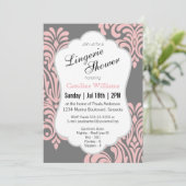 Roze Damask Lingerie Douche Kaart (Staand voorkant)