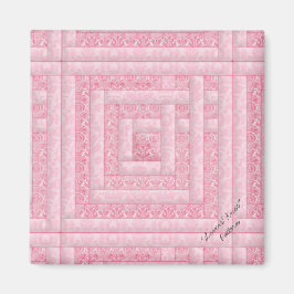 Roze Damask Log Cabin Quilt Magnet