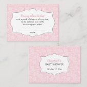 Roze Damask Luier Raffle Tickets Informatiekaartje (Voorkant / Achterkant)