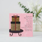 Roze Damask Luipaard Cadeaus Bruidsfeest Kaart (Staand voorkant)
