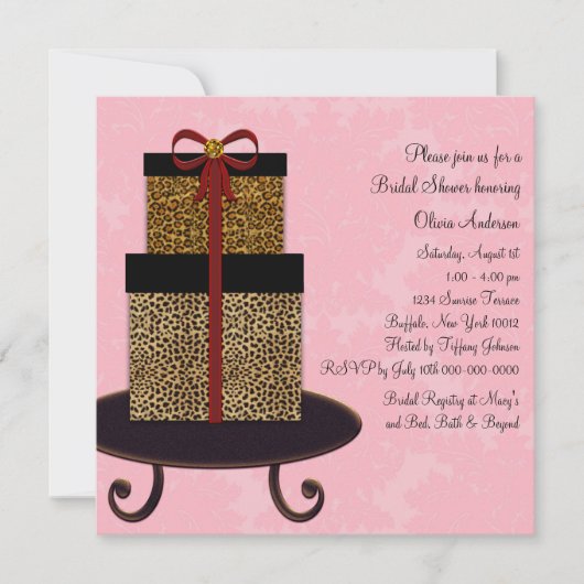 Roze Damask Luipaard Cadeaus Bruidsfeest Kaart (Voorkant)
