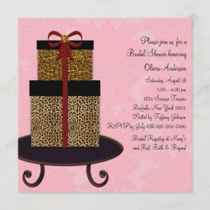 Roze Damask Luipaard Cadeaus Bruidsfeest Kaart
