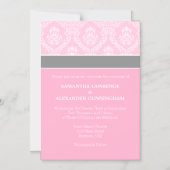 Roze Damask Magnetic Wedding Invitation Magnetische Uitnodiging (Voorkant)