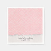 Roze Damask met gedraaide rand grens Servetten (Voorkant)