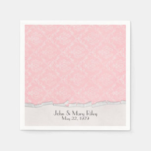 Roze Damask met gedraaide rand grens Servetten