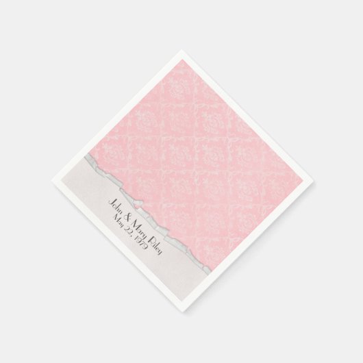 Roze Damask met gedraaide rand grens Servetten (Hoek)