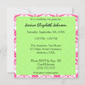 Roze Damask met Green Tea Cup Dag Kaart (Achterkant)