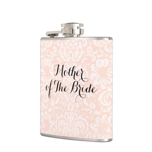 Roze  Damask Moeder van de bruid Flask Heupfles (Links)