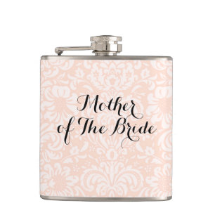 Roze  Damask Moeder van de bruid Flask Heupfles