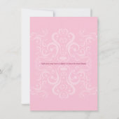 Roze Damask Monogram Baptism/Christening Kaart (Achterkant)