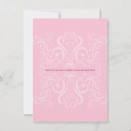 Roze Damask Monogram Baptism/Christening Kaart (Achterkant)