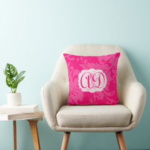 Roze Damask Monogram Bride of Jubileum Pillow Kussen
