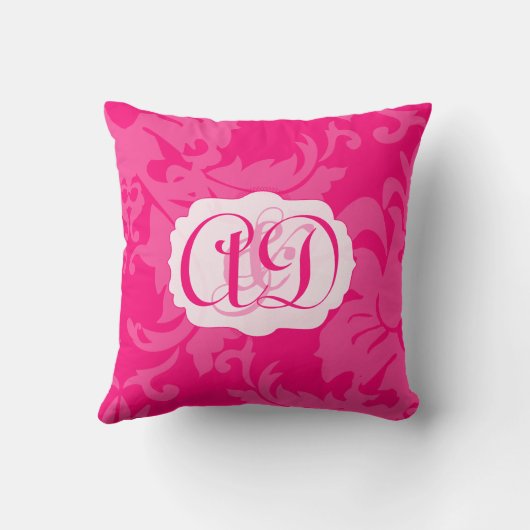 Roze Damask Monogram Bride of Jubileum Pillow Kussen (Achterkant)