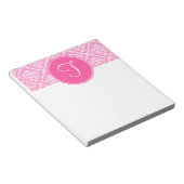 Roze Damask Monogram Notitieblok (Schuin)