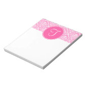 Roze Damask Monogram Notitieblok (Linkerzijde)