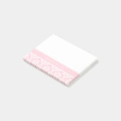 Roze Damask Monogram Post-it® notes (Schuin)