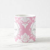 Roze  Damask Monogrammed Mok (Center)