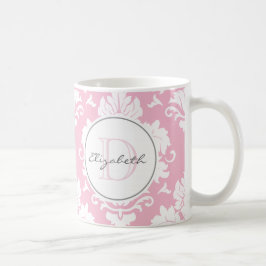  Roze  Damask Monogrammed Mok