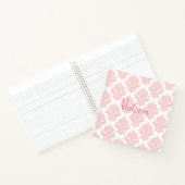 Roze Damask Name Script Notitieboek (Binnen)