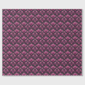 Roze Damask op Black Cadeaupapier (Vlak)