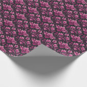 Roze Damask op Black Cadeaupapier (Hoek)