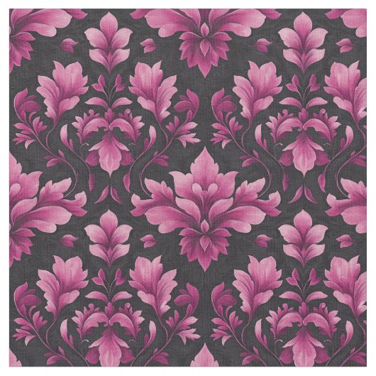 Roze Damask op Black Stof (Close Up)