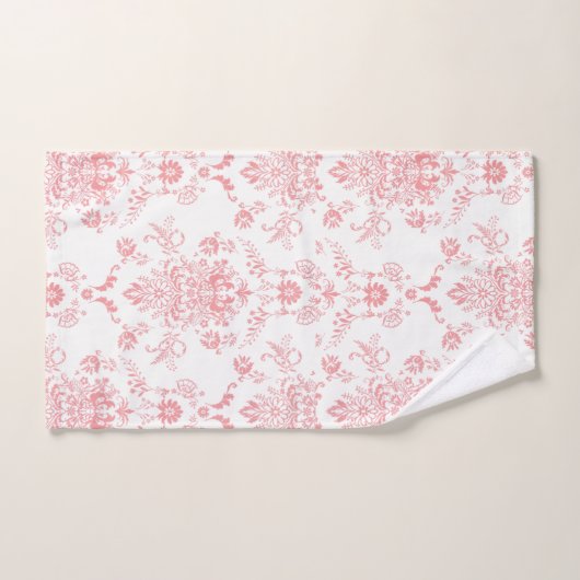 Roze Damask op White Bath Towel Set Bad Handdoek (Handdoek)