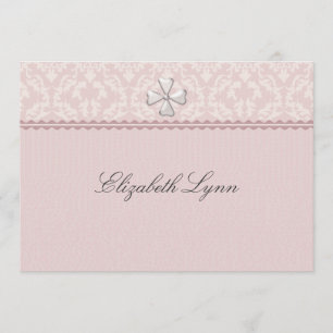 Roze Damask Overlay Religieuze Uitnodiging