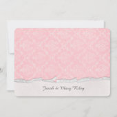 roze damask party kaart (Voorkant)