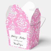 Roze Damask Patroon 1 met Monogram Bedankdoosjes (Geopend)