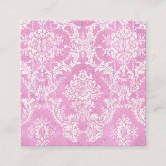 Roze  Damask Patroon 5 lijnen contact Vierkante Visitekaartje (Voorkant)