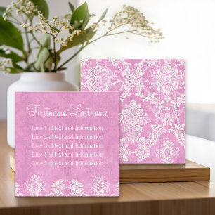 Roze  Damask Patroon 5 lijnen contact Vierkante Visitekaartje