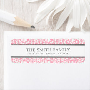 Roze Damask Patroon Etiket
