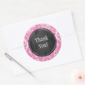 Roze Damask Pattern Flower Chalkboard Ronde Sticker (Envelop)