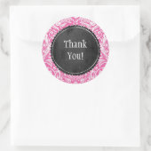 Roze Damask Pattern Flower Chalkboard Ronde Sticker (Tas)