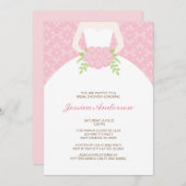 Roze Damask Pattern Vrijgezellenfeest Kaart (Voorkant / Achterkant)