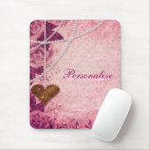 Roze Damask, Pearls, Heart & Rozen Mousepad Muismat (Met muis)