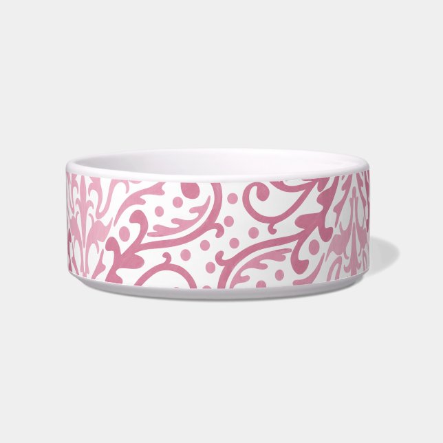 Roze Damask Pet Bowl Voerbakje (Voorkant)