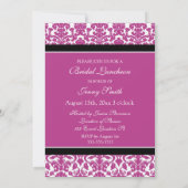 Roze Damask Photo Bridal Luncheon Invitation Cards Kaart (Achterkant)