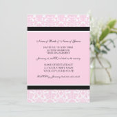 Roze Damask Photo Engagement Party-uitnodigingen Kaart (Staand voorkant)