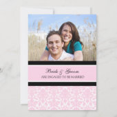 Roze Damask Photo Engagement Party-uitnodigingen Kaart (Achterkant)